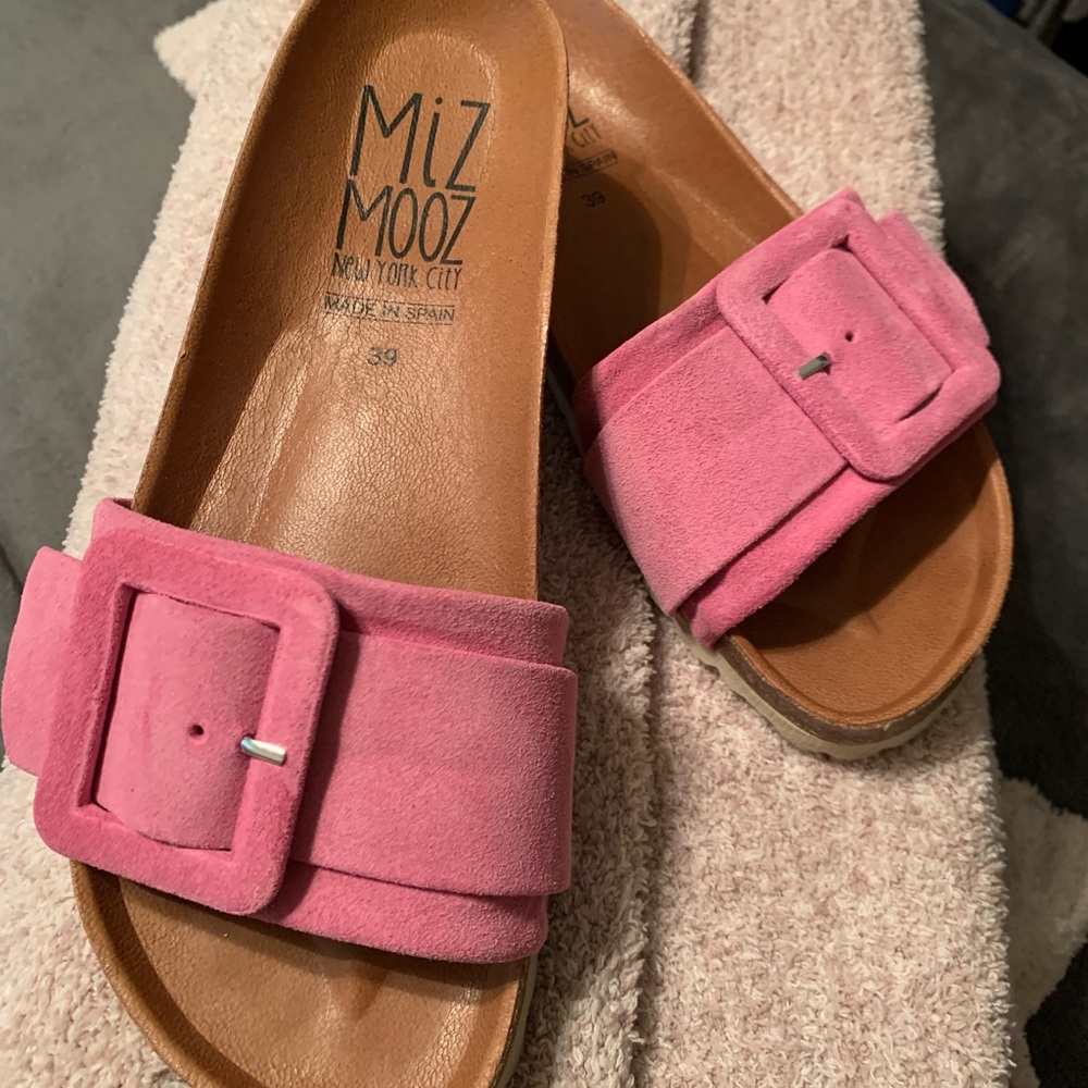 Miz Mooz Fuchsia Suede Slides